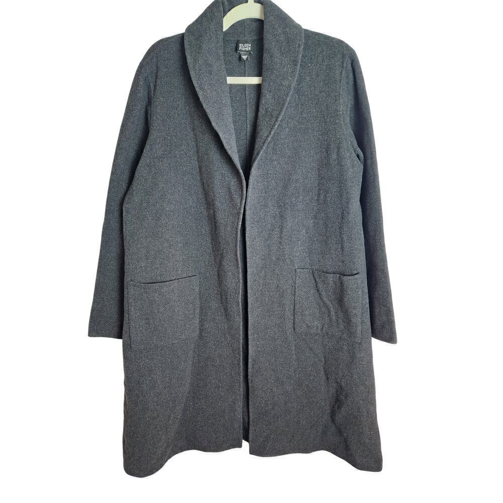 Eileen Fisher Open Front Long Coat Oversized wool cashmere blend sz S old money